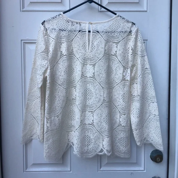 LOFT Ivory Lace Top - Picture 6 of 11